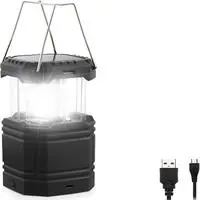 Camping Lantern, Rechargeable Camping Lights with Solar, Hand Crank and USB Charger (Mesqool)