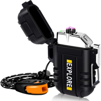 LcFun Electric Lighter Rechargeable USB, Plasma Arc Lighter (Cool Black)